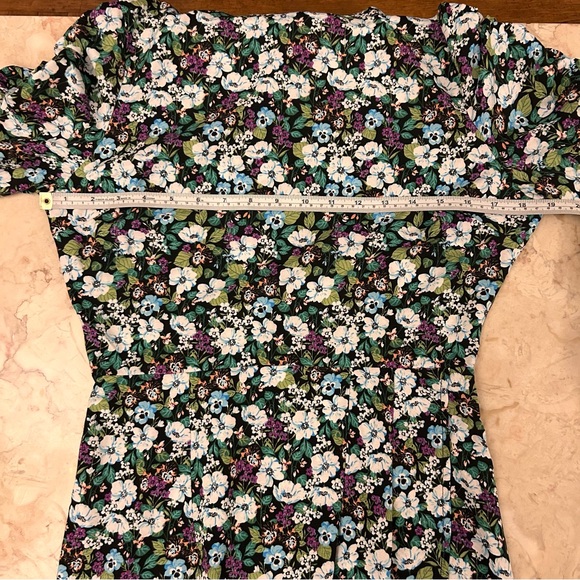 Nasty Gal Size 4 Bloom To Grow Floral Mini Dress Ruched Sleeves Wrap Skirt Green - Picture 10 of 16